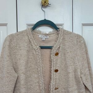 J. Crew Cream Textured Jacket with Gold Accents